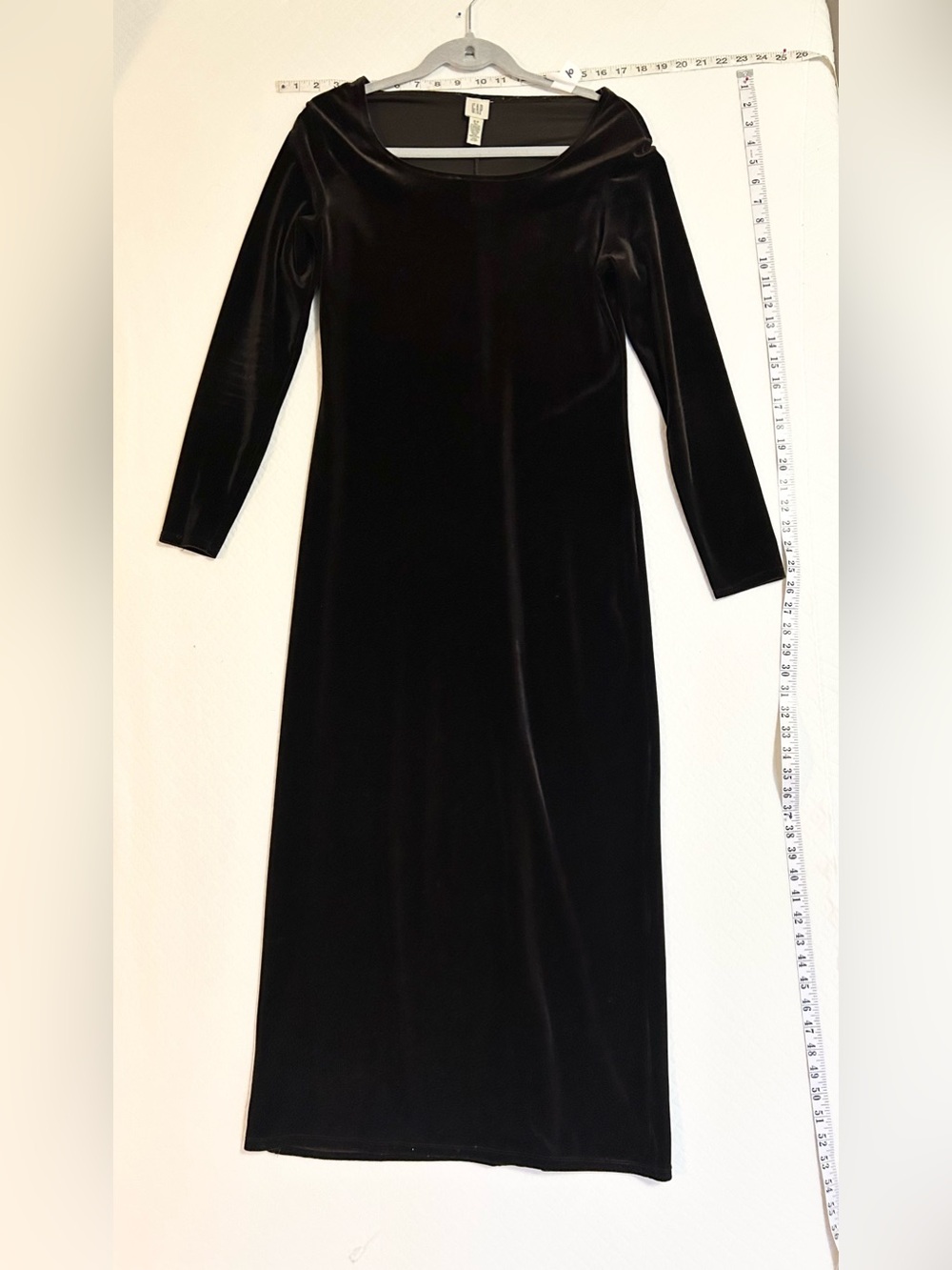 GAP Black Velvet Long-Sleeve Maxi Dress